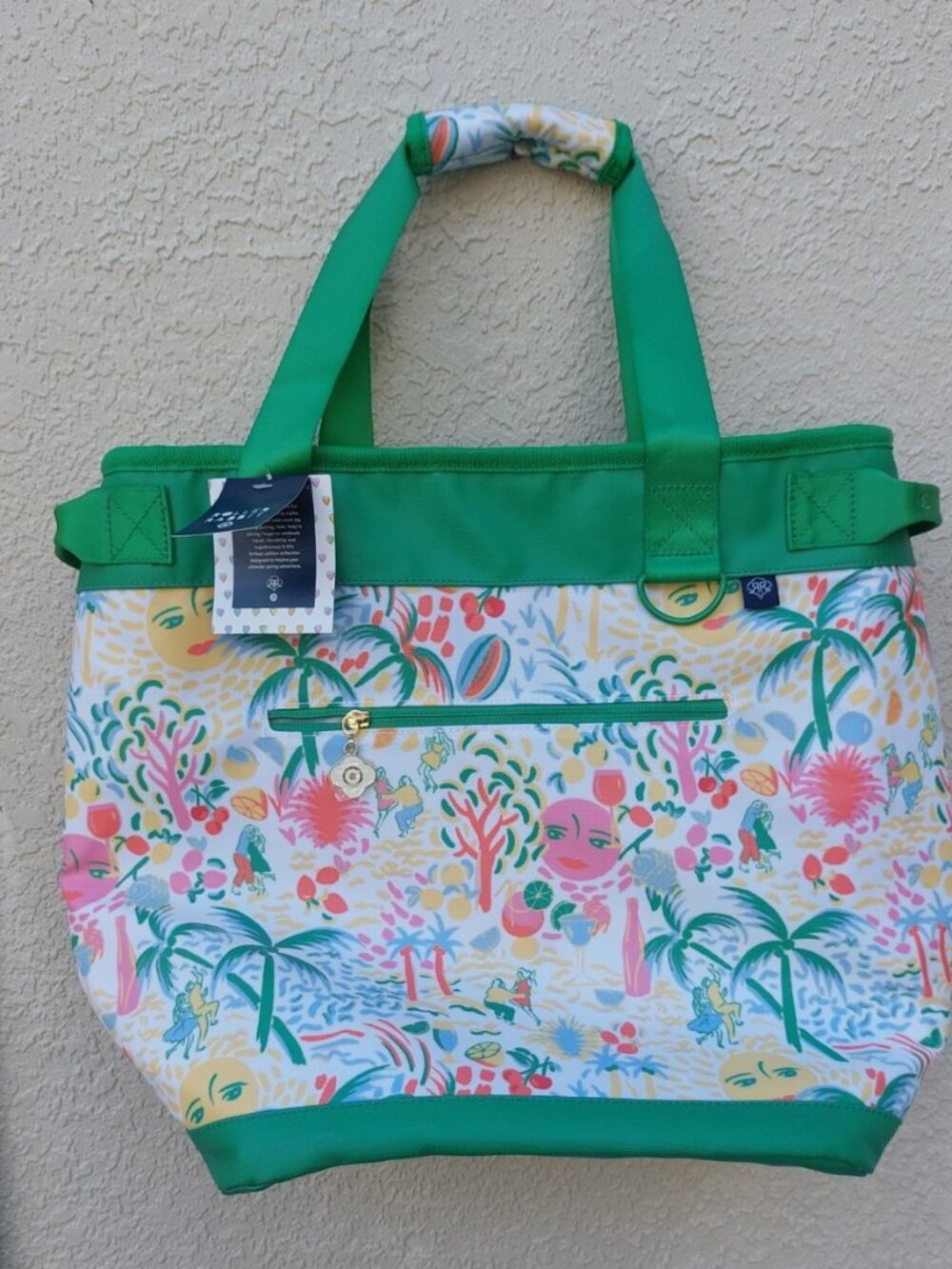 NWT RARE Roller Rabbit X Target "Vacation" Yellow/Green Backpack Cooler Tote Bag